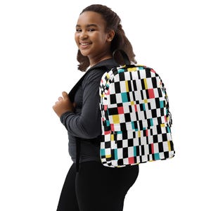 Sac à dos coloré, motif géométrique moderne de sac à dos, cadeau de sac à dos cool pour elle, cartable imprimé à motif tendance, design de sac à dos moderne