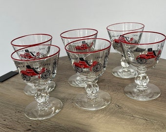 Set of 6 Vtg Libbey 1899 Packard Sherry Cordial Wiskey Glasses