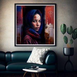 Arte mural imprimible, mujer, símbolos amazigh, arte de descarga instantánea