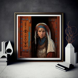 Printable Wall Art, Woman, Amazigh Symbols,Instant Download Print Art