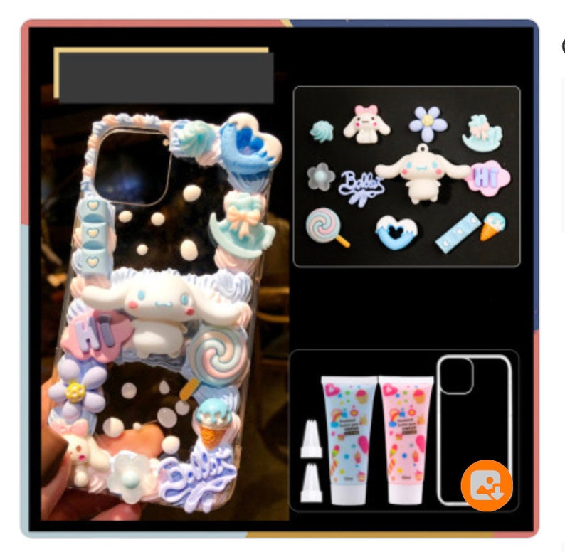 Puede incluir: Una funda de tel&eacute;fono transparente decorada con adornos 3D en azul pastel, rosa y blanco. Los adornos incluyen un perro de dibujos animados, un coraz&oacute;n, una piruleta, una nube y una flor. La funda tambi&eacute;n est&aacute; decorada con las palabras "Hello" y "Baby". La funda viene con dos tubos de pegamento y una funda de tel&eacute;fono transparente.