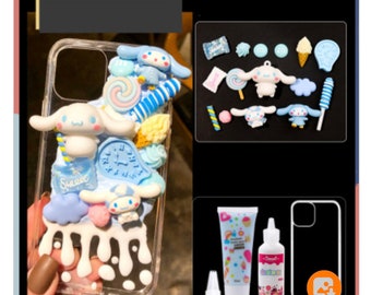 DIY Cinnamonroll Hello Kitty Kawaii Super Cute iPhone Case 3D Charm and Glue Set Anime Cute Unique Gift