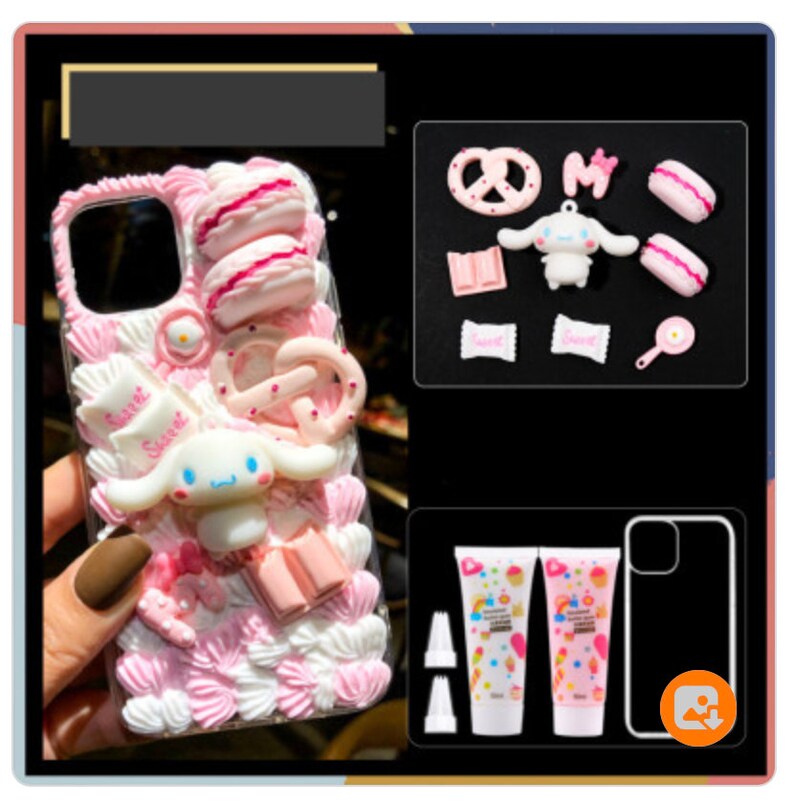 Puede incluir: Una funda de tel&eacute;fono rosa y blanca con un dise&ntilde;o 3D de un perro de dibujos animados, macarons, pretzels y otras golosinas dulces. La funda viene con dos tubos de pintura rosa y blanca, dos puntas de decoraci&oacute;n y una funda de tel&eacute;fono transparente.