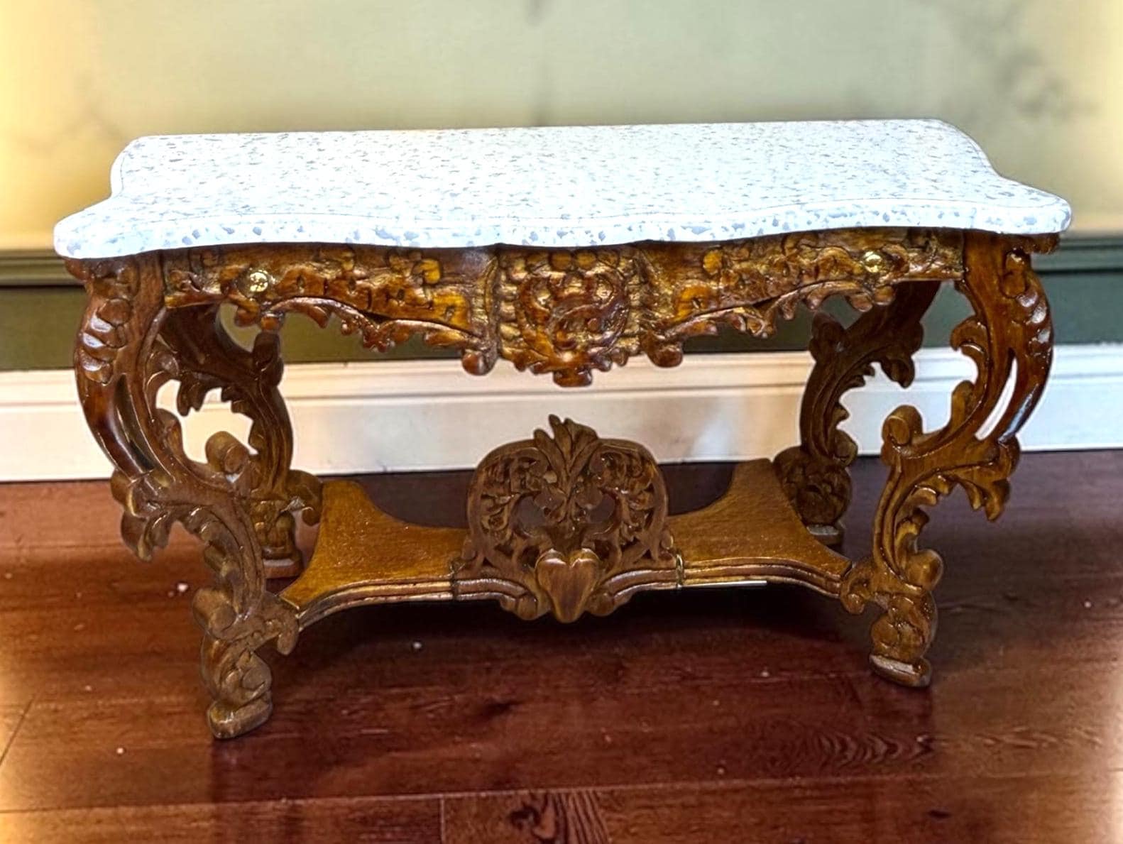 ロココ 金彩 彫刻♦️高級 アンティーク 大理石テーブル♦️宮殿の趣♦️イタリア製 Rococo Coffee Table - Etsy