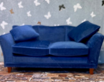 Beautiful Royal Blue Dollhouse Sofa