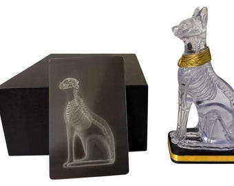 Small Clear Resin Egyptian Bastet Cat With Skeletal Structure