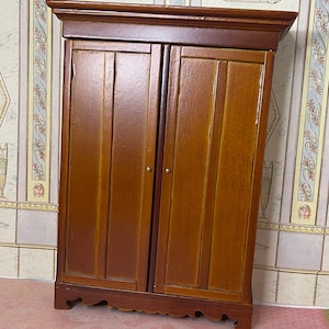 Beautiful Dollhouse Scale Mini Replica of Abraham Lincolns Chifforobe or Wardrobe Cherry Authentic Copy Collectible Hobby Bedroom Decor Gift