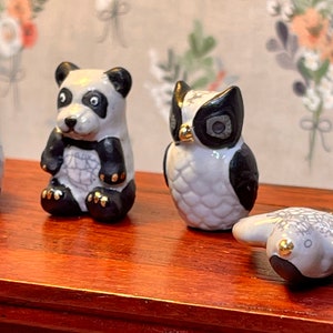 Four French Feves Porcelai  Miniature Raku Pottery