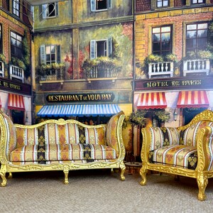 Miniature Dollhouse Decor Replica Louis XV Rococo Armchair Shadow Golds Black Wood 18th Century Collectible Holiday Birthday Gift Hobby image 4