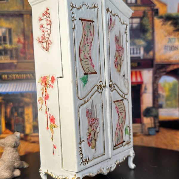 SECOND Miniature Dollhouse Decor Chinoiserie Wardrobe Armoire 18th Century Regency King Louis XV Rococo Cabriole Legs Claw Feet Bumps