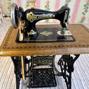 Fantastic Find Vintage Miniature Replica German Made Boho Hennig Working Treadle Sewing Machine Collectible Great Holiday Birthday Gift image 1