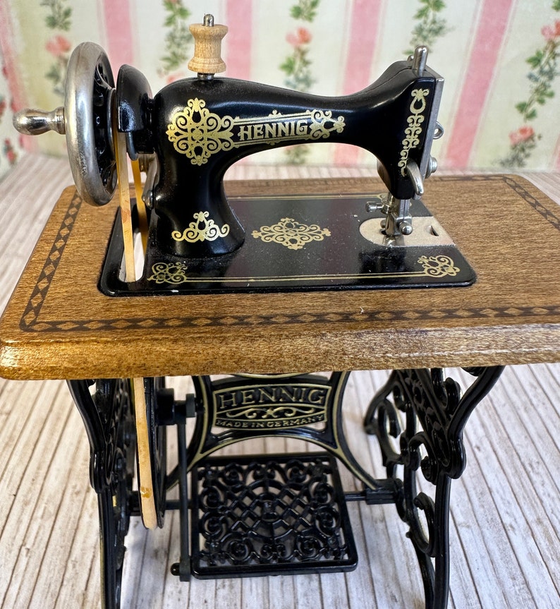 Fantastic Find Vintage Miniature Replica German Made Boho Hennig Working Treadle Sewing Machine Collectible Great Holiday Birthday Gift image 1