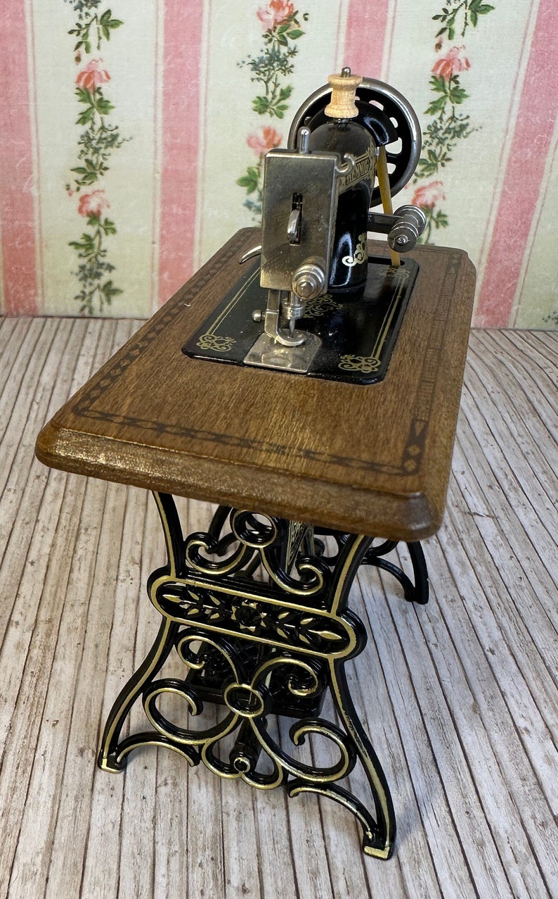 Fantastic Find Vintage Miniature Replica German Made Boho Hennig Working Treadle Sewing Machine Collectible Great Holiday Birthday Gift image 5