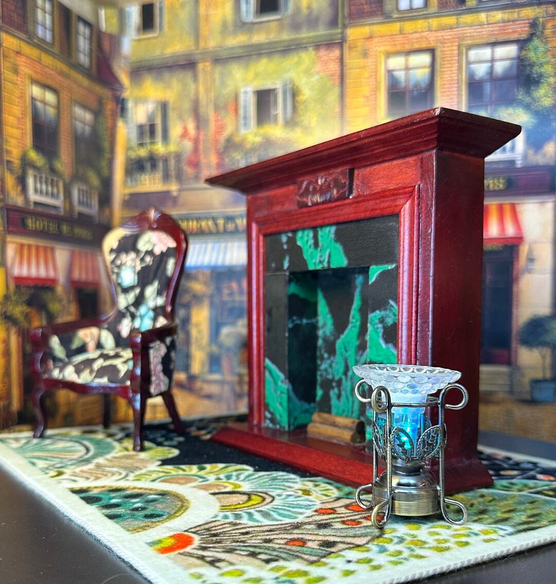 Vintage 40 Years Old Miniature Dollhouse Decor Mahogany Wood Surround  Fireplace Black Teal Firebox Collectible Artisan Crafted Holiday Gift - Etsy, image size:1080x1135