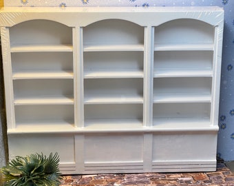 New Miniature Dollhouse Decor Replica  Bookcase Display Cabinet Storage Wall Unit White Wood Collectible Hobby Holiday Birthday Gift Giving