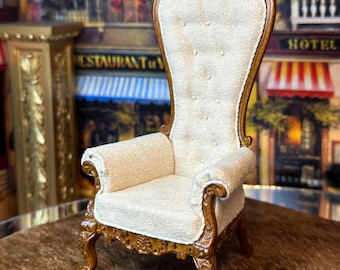 JBM !:12 Puppenhaus Dekor Replik Französischer Barock Thron Stuhl