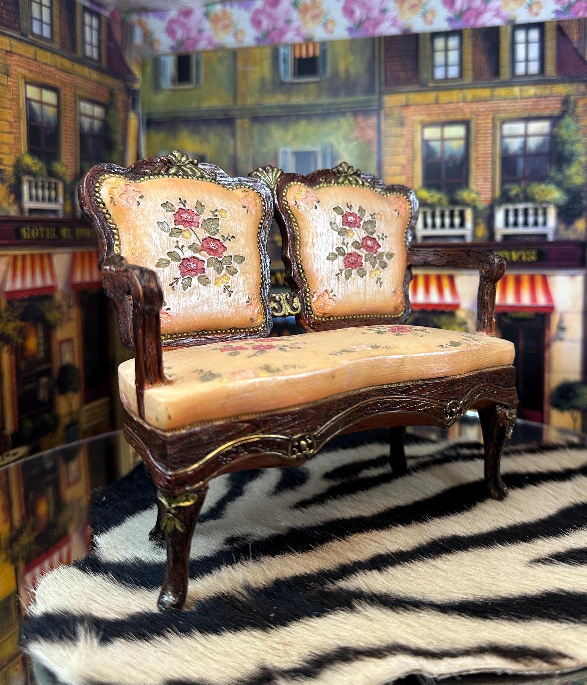 Vintage 1998 Miniature Dollhouse Decor Replica Resin Victorian Settee ...