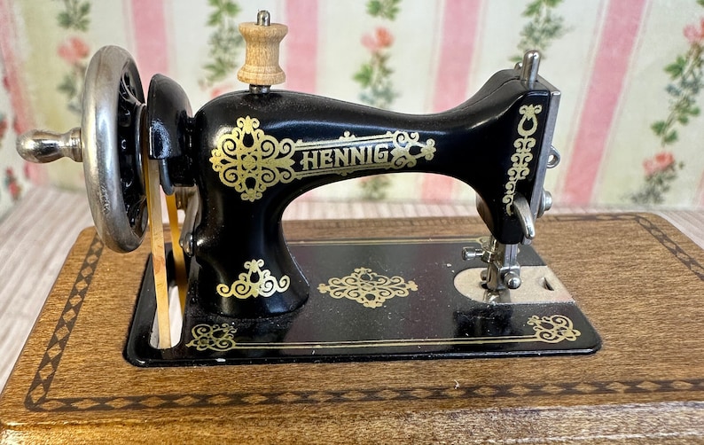 Fantastic Find Vintage Miniature Replica German Made Boho Hennig Working Treadle Sewing Machine Collectible Great Holiday Birthday Gift image 9