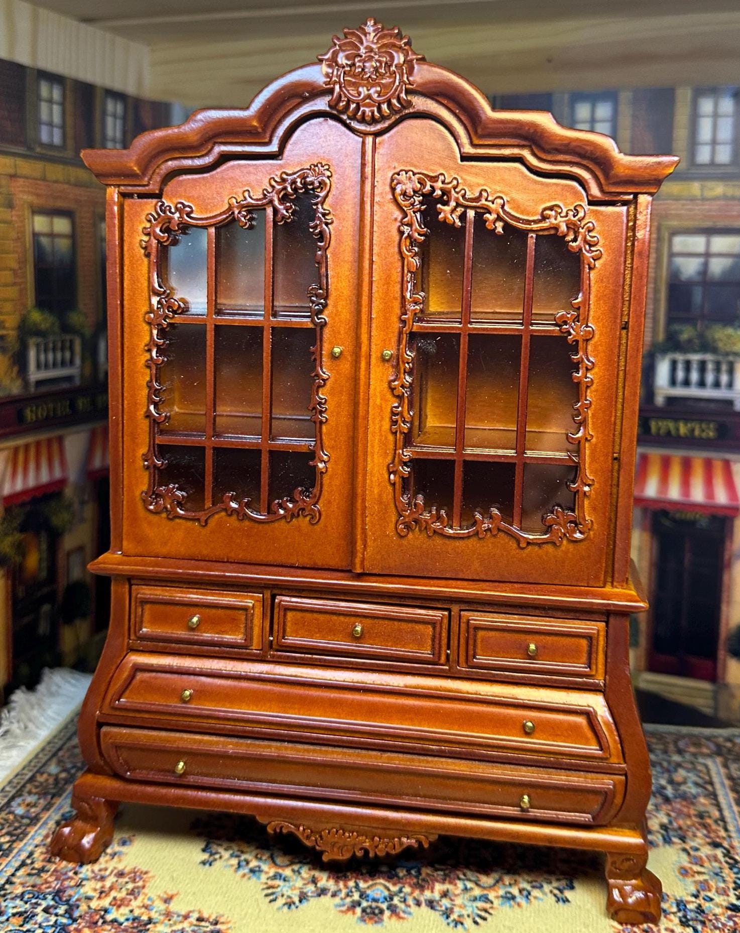 フランス アンティーク Miniature Cabinet キャビネット 1:12 Dollhouse Scale French Walnut Baby Cabinet Replica, 17th