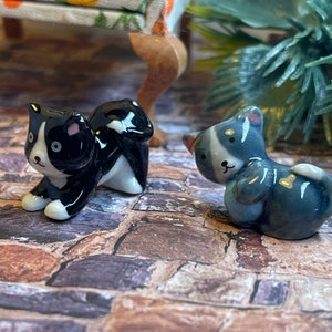 Two Miniature French Feve Porcelain Kittens