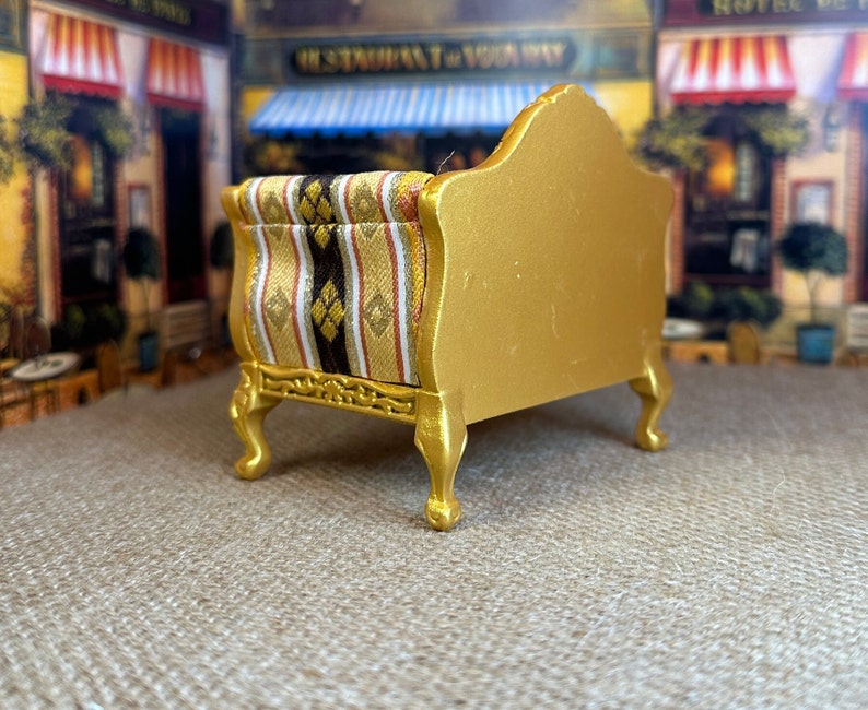 Miniature Dollhouse Decor Replica Louis XV Rococo Armchair Shadow Golds Black Wood 18th Century Collectible Holiday Birthday Gift Hobby image 7
