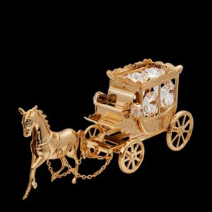 Beautiful 24 K Gold Plated Crystal Studded Horse Drawn Royal