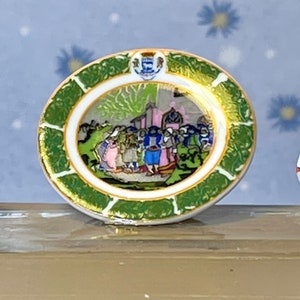 Three French Feves Miniature Porcelain Pottery Tourist Travel Plates