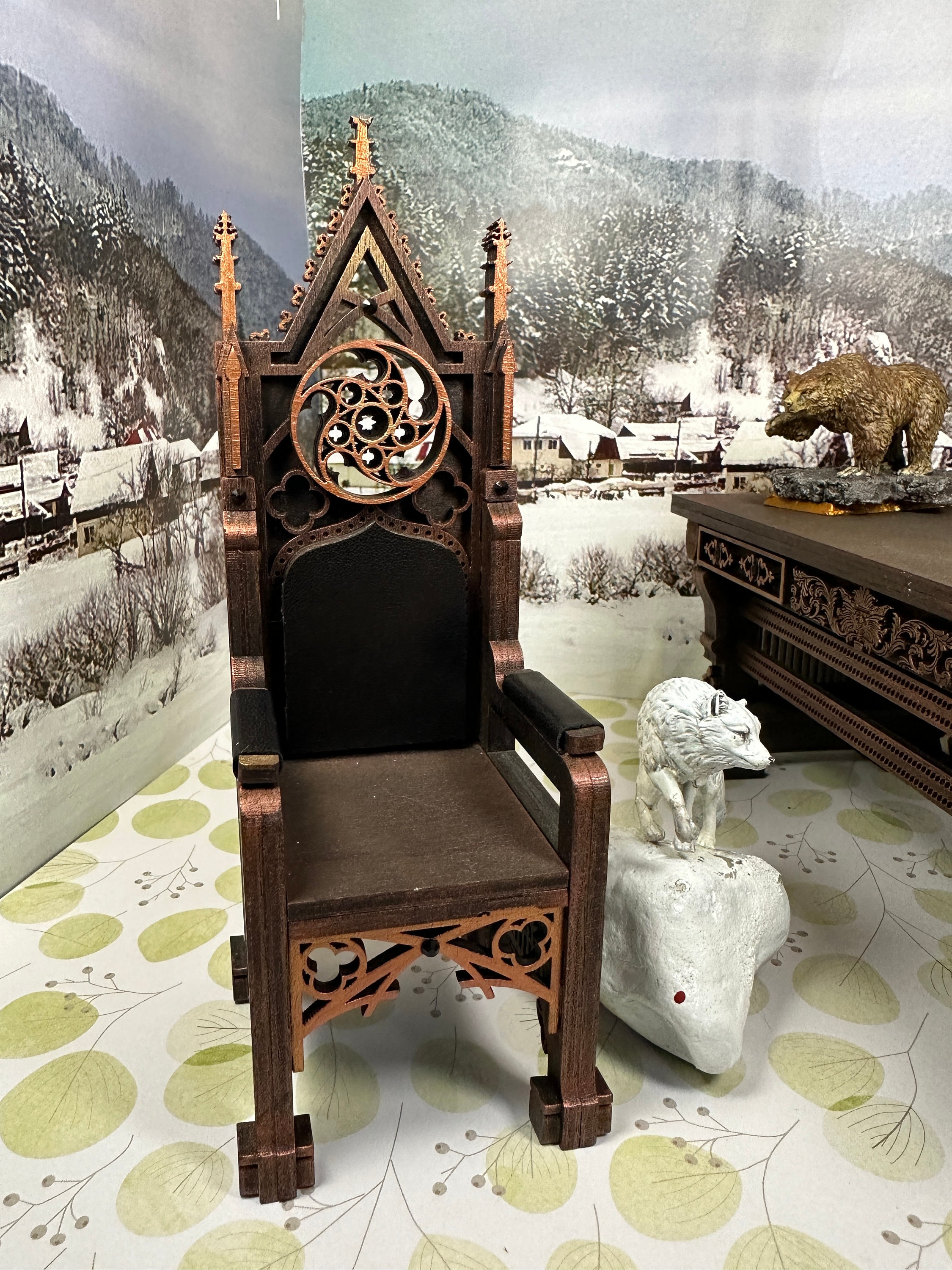 1:12 ミニチュア ドールハウス 装飾 レプリカ ダークステンド ゴシック