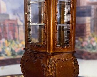 1:12 LIMITED EDTION Dollhouse Decor 18th Century Walnut French Rococo Vitrine Cabinet