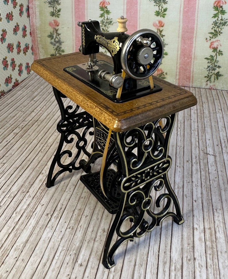 Fantastic Find Vintage Miniature Replica German Made Boho Hennig Working Treadle Sewing Machine Collectible Great Holiday Birthday Gift image 7