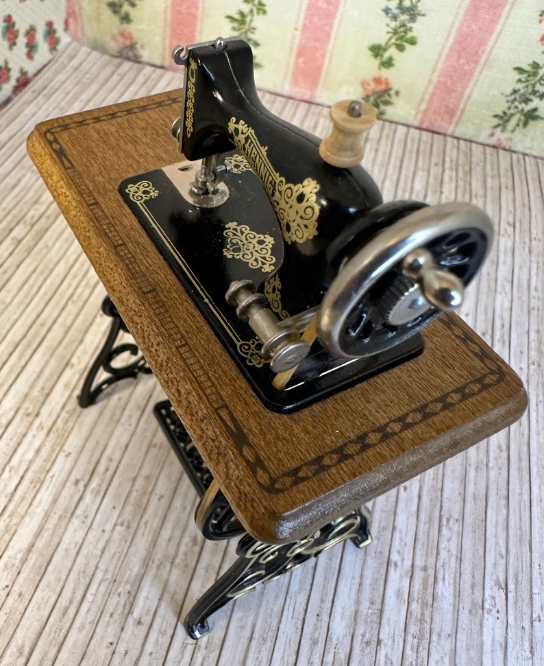 Fantastic Find Vintage Miniature Replica German Made Boho Hennig Working Treadle Sewing Machine Collectible Great Holiday Birthday Gift image 6