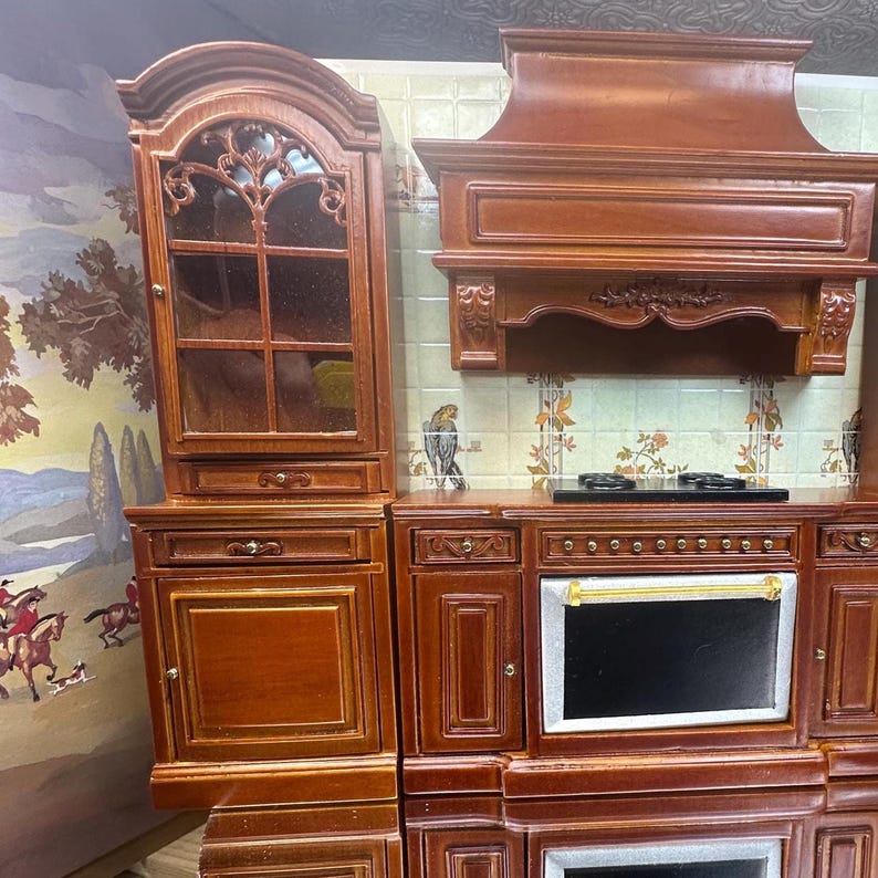 1:12 Dollhouse Scale Kitchen Decor Replica Modern Walnut European ...