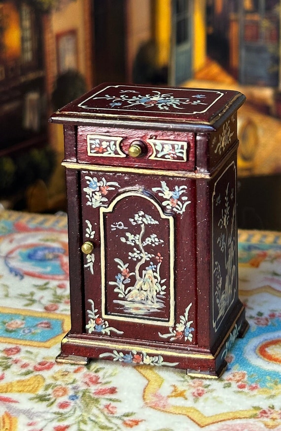 Vintage Bespaq Miniature Dollhouse Decor Replica Rosewood Floral Motifs Chinoiserie Bed Side End Table Collectible Art Hobby Holiday Gift Etsy