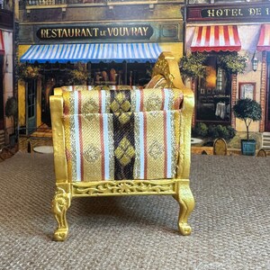 Miniature Dollhouse Decor Replica Louis XV Rococo Armchair Shadow Golds Black Wood 18th Century Collectible Holiday Birthday Gift Hobby image 6