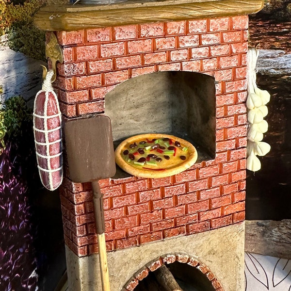 Vintage Reutter Porzellan miniatura casa delle bambole pizza forno accessori vino resina tedesca artigianale focolare legno da collezione arte hobby ottimo regalo