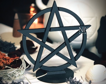 PENTAGRAM 3D printed altar decor - black | witchcraft, wiccan decor, witchy decoration, aesthetic altar figurines, uk, pentacle