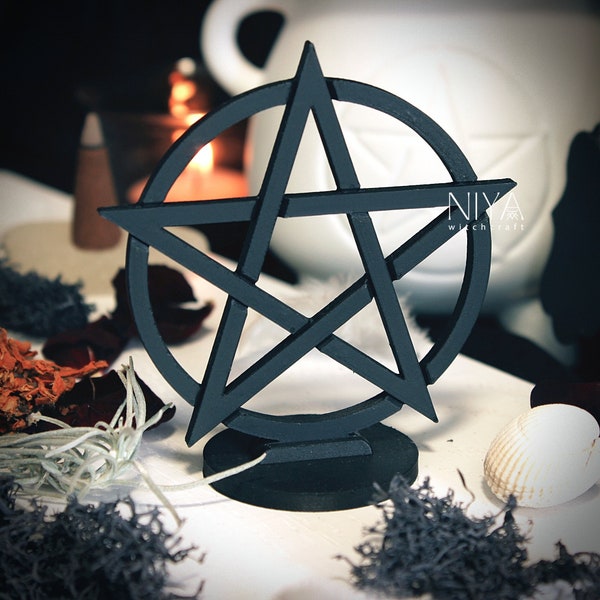 PENTAGRAM 3D printed altar decor - black | witchcraft, wiccan decor, witchy decoration, aesthetic altar figurines, uk, pentacle