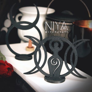 Spiral Triple Moon Goddess & Horned God Statue Set | Wiccan Decor | 3D Printed | Altar Decor | Witchcraft, Paganism