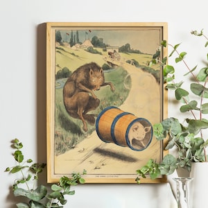 3 cerditos arte imprimible / arte de pared vintage / arte de pared de vivero / descarga digital / arte de pared imprimible / cartel vintage / cartel de vivero