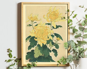 Arte Japonesa para Impressão | Arte botânica vintage | Download digital | Arte de flores vintage | Impressão botânica | Arte floral de parede |