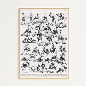 Wrestling Techniques Poster Printable | Digital Download | Wrestling Wall Art | Gift For Wrestler | Vintage Wrestling Chart | Wrestling Gift