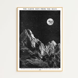Blick vom Mond Printable | Digitaler Download | Vintage Mond Poster | Mond Wanddeko | Astronomie Kunst | Antiker Mond Druck