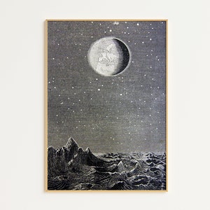 Printable Moon Art | Digital Download | Moon Poster | Antique Moon Print | Printable Art | Antique Moon Print | Moon Wall Art | Vintage Art