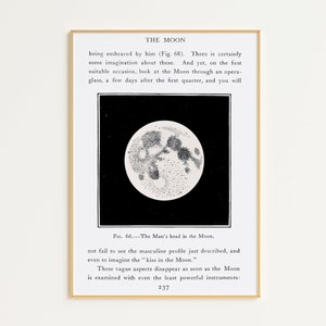Printable The Moon Print | Digital Download | Moon Art | Astronomy Wall Art | Vintage Moon Print | Full Moon Print | Printable Moon Poster