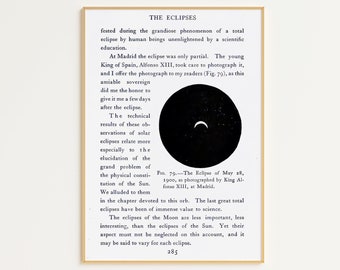 Imprimible Los eclipses arte de la pared / Impresión de astronomía antigua / Arte de la página de astronomía / Impresión de astronomía vintage / Descarga digital / Arte celestial