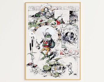 Printable Vintage Frog Poster  | Digital Download | Funny Frog Poster | Vintage Frog Print | Antique Frog Poster | Frog Illustration