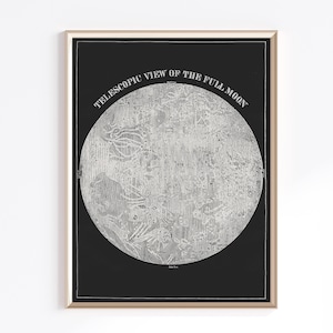 Full Moon Printable Wall Art | Digital Download | Antique Moon Print | Moon Poster | Vintage Moon Art | Astronomy Wall Decor | Astonomy Gift