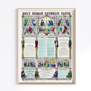 Holy Roman Catholic Faith Printable Art | Digital Download | The Apostles&#39; Creed | Bible Verses Wall Print | Biblical Wall Art Print Decor