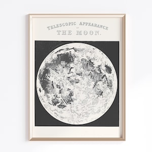 Der Mond Druckbare Wandkunst | Digitaler Download | Mond Poster | Antike Himmelskarte | Mond Wandkunst | Vintage Mond Karte | Vollmond