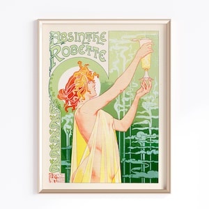 Absinthe Robette Art Print / Descarga digital / Cartel Art Nouveau / Cartel de alcohol / Cartel publicitario / Arte Alphonse Mucha